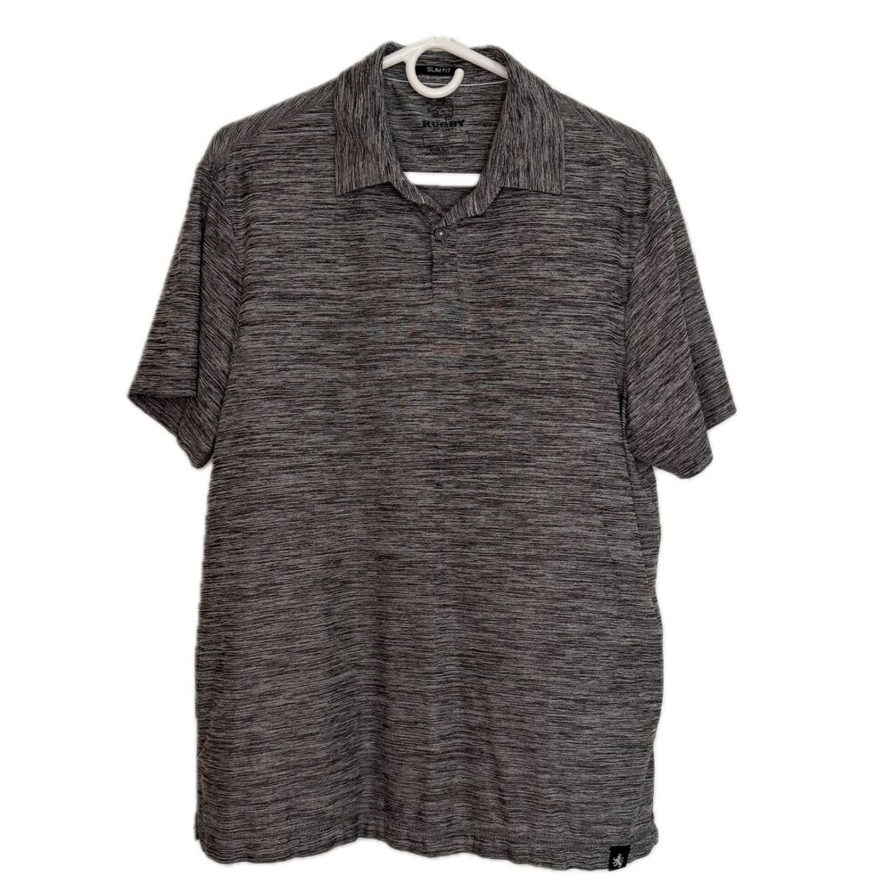 Rugby University Men's M Gray Collared Polo Short Sleeve Stretch Slim Fit Shirt